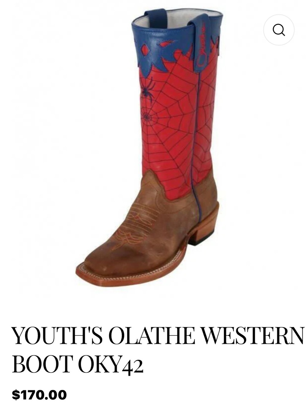 OLATHE BOOT COMPANY Sz 13 Red & Blue Leather Spiderweb Cowboy Boots Orig $170